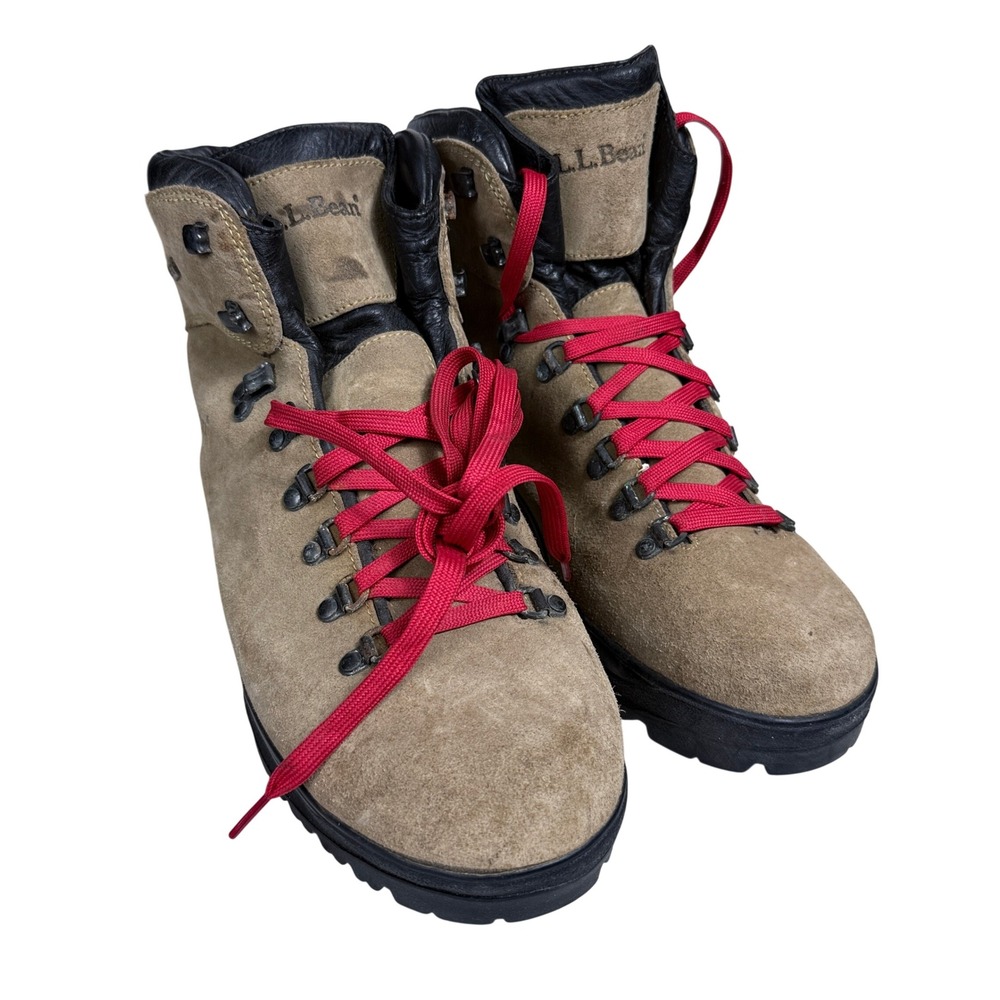 L.L. Bean Cresta Hiking Boots Mens 8 Tan Suede Gore-Tex Vibram Made in Italy